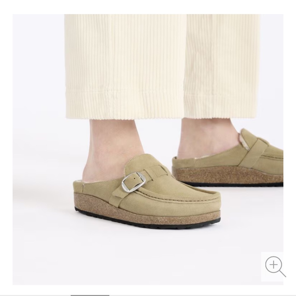 Birkenstock Buckley Shearling Clogs mule suede leather taupe sz 40/9 new